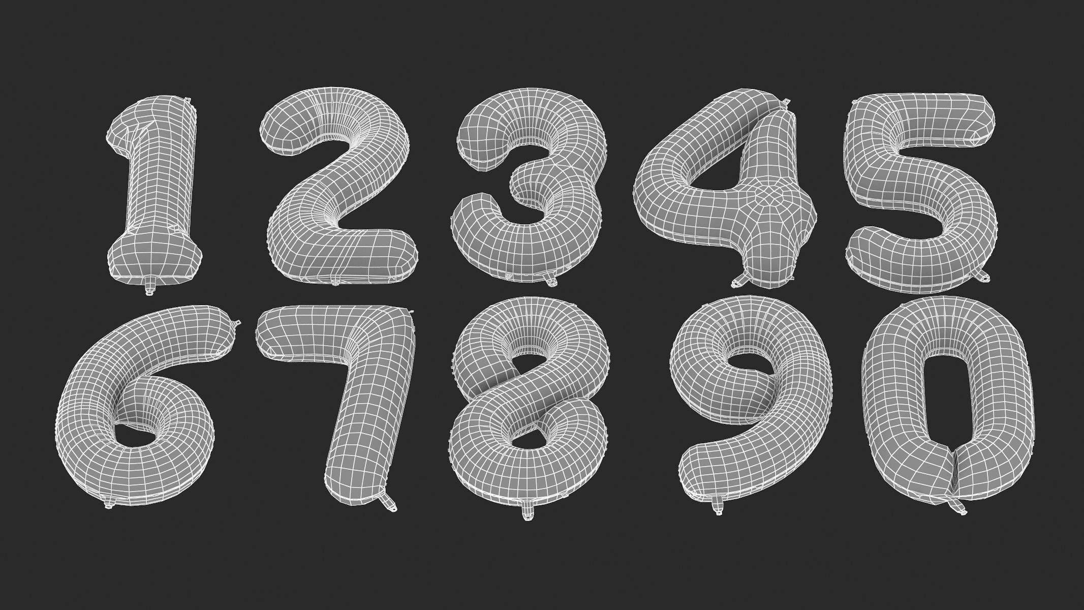 Balloon Numbers Pink Color 3D model_7