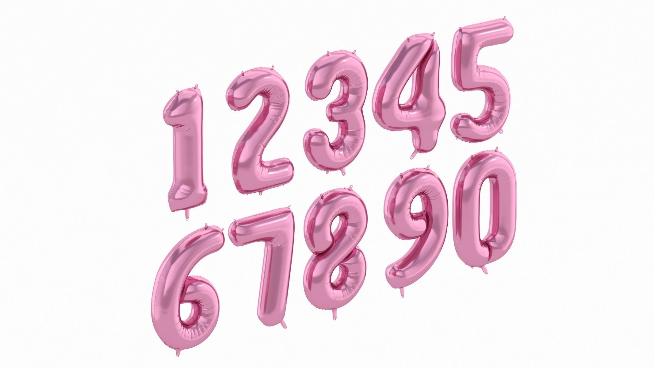 Balloon Numbers Pink Color 3D model_1