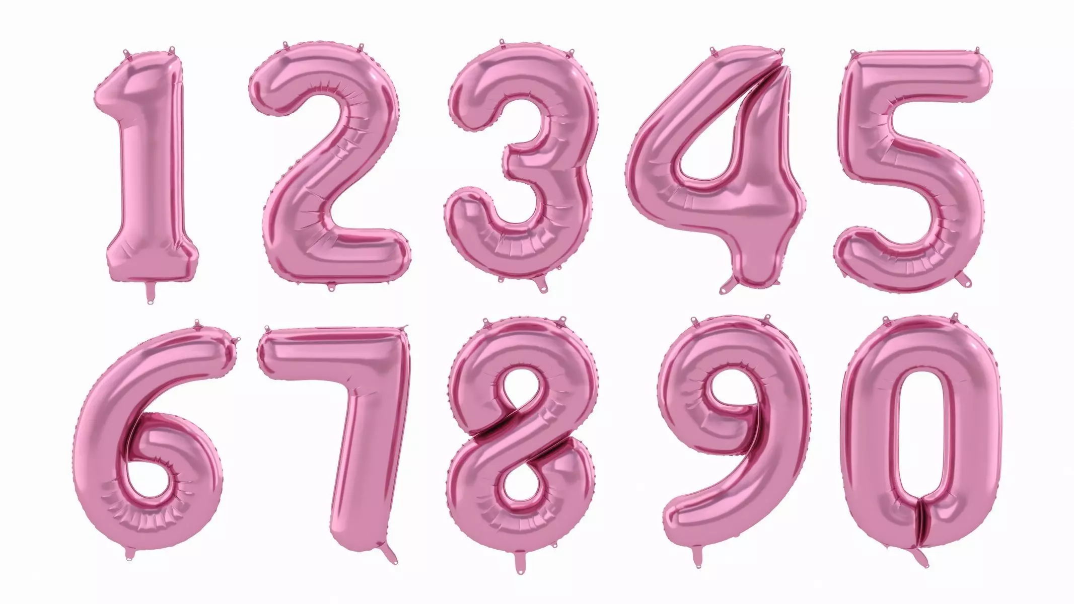 Balloon Numbers Pink Color 3D model_0