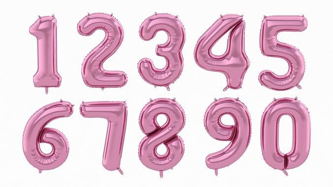 Balloon Numbers Pink Color  3D model