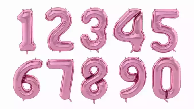 Balloon Numbers Pink Color  3D model