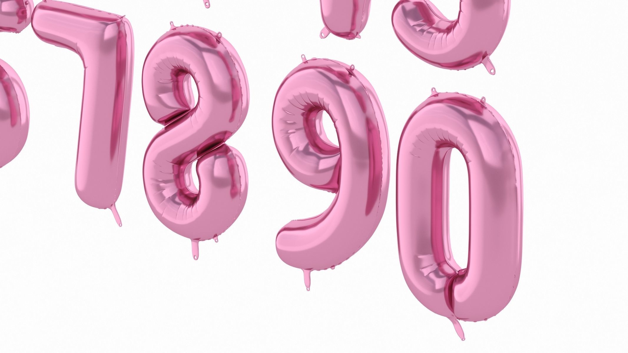 Balloon Numbers Pink Color 3D model_4