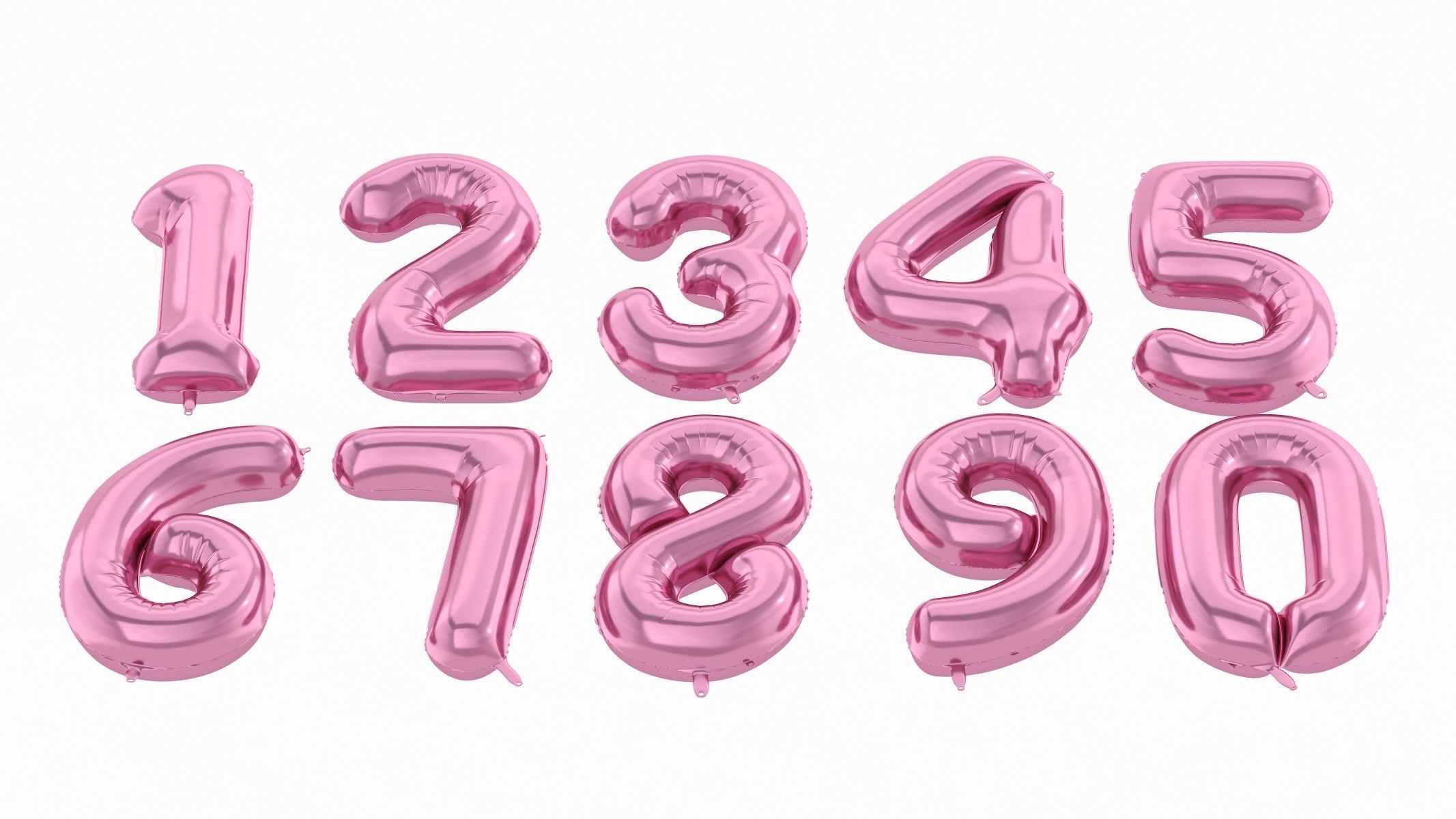 Balloon Numbers Pink Color 3D model_2