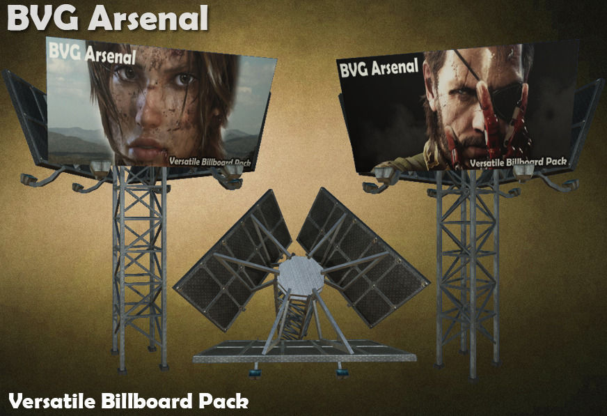 Modular Billboard Pack 02 Low-poly 3D model_3