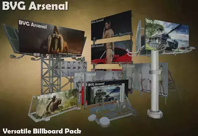 Modular Billboard Pack 02 Low-poly 3D model