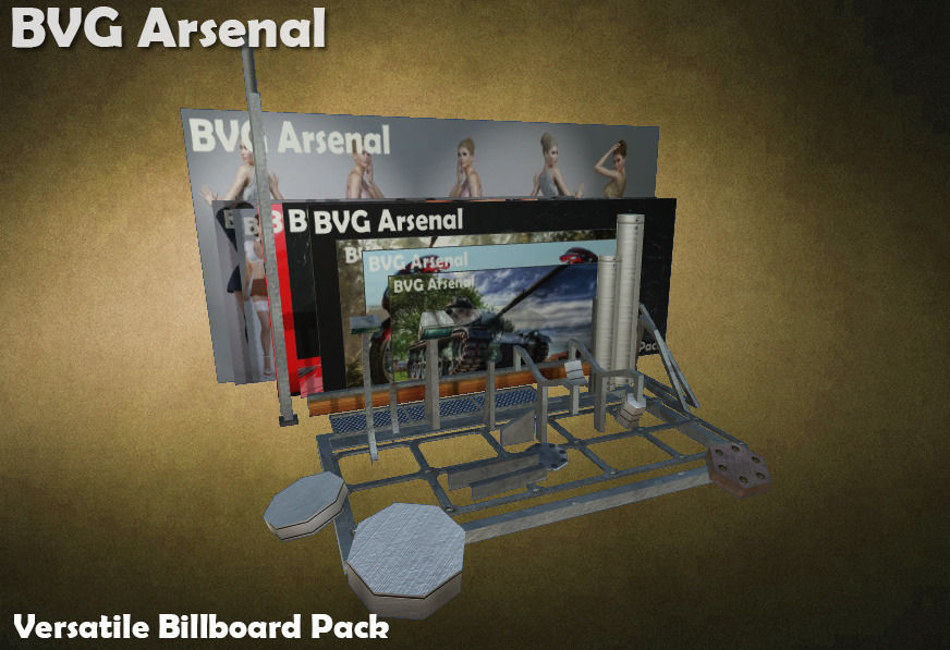 Modular Billboard Pack 02 Low-poly 3D model_7