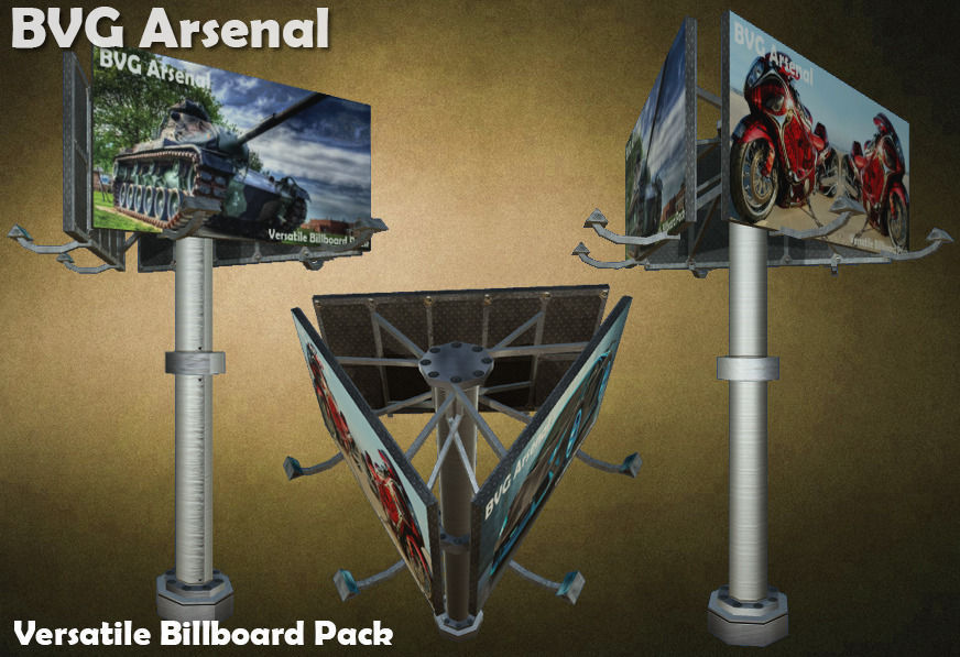 Modular Billboard Pack 02 Low-poly 3D model_2