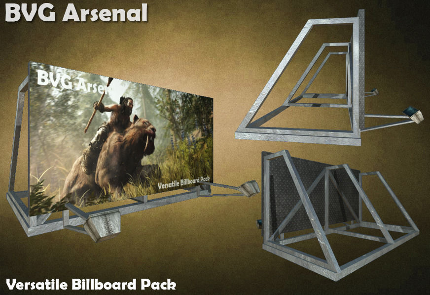 Modular Billboard Pack 02 Low-poly 3D model_5