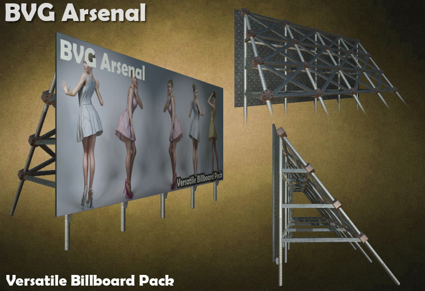 Modular Billboard Pack 02 Low-poly 3D model_1