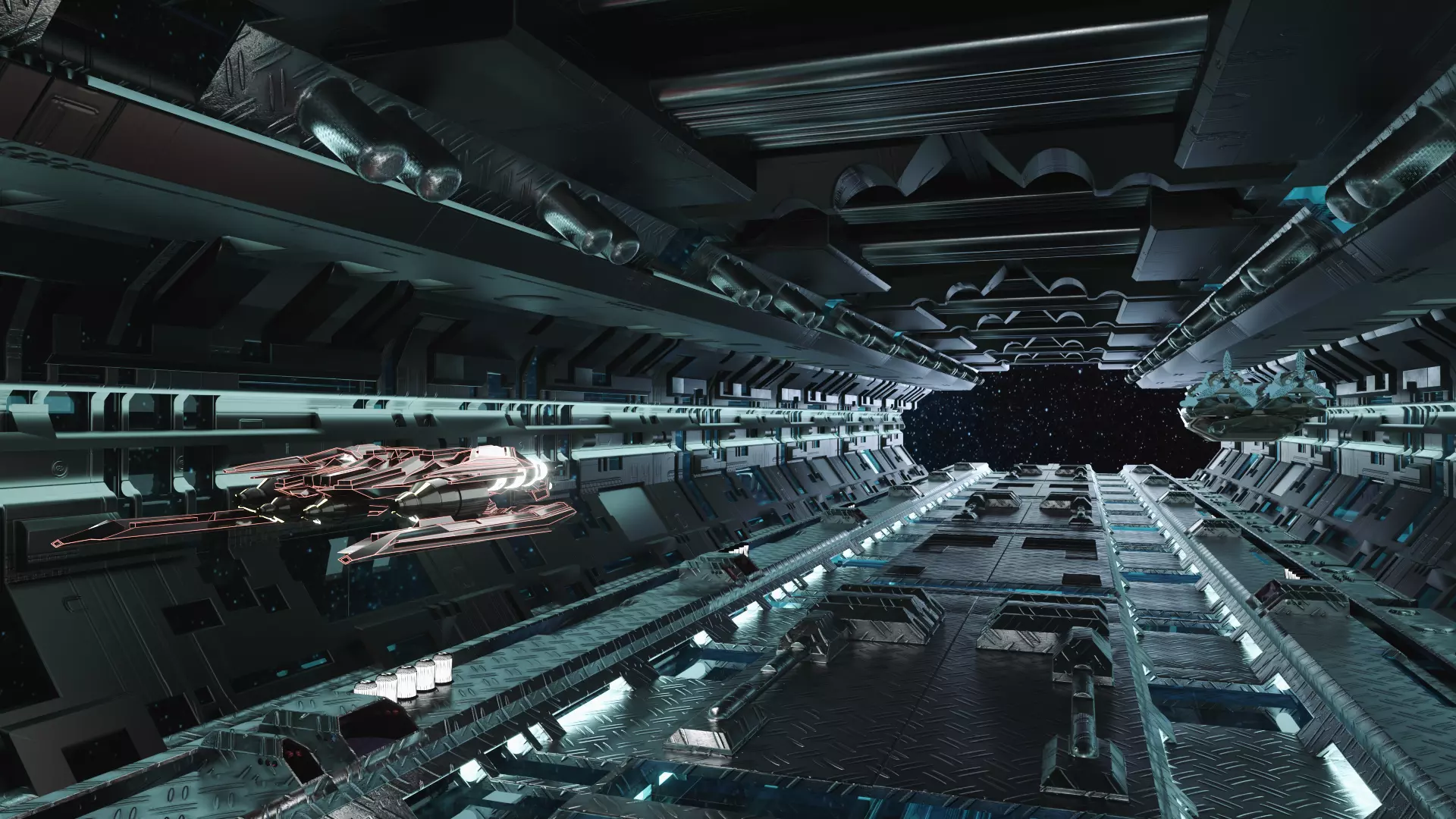 Technology space shuttle tunnel 3D model_0