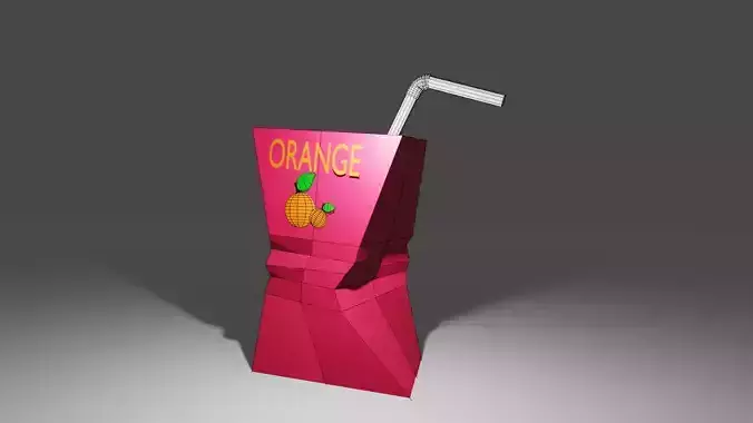 Carton of orange juice Low-poly 3D model
