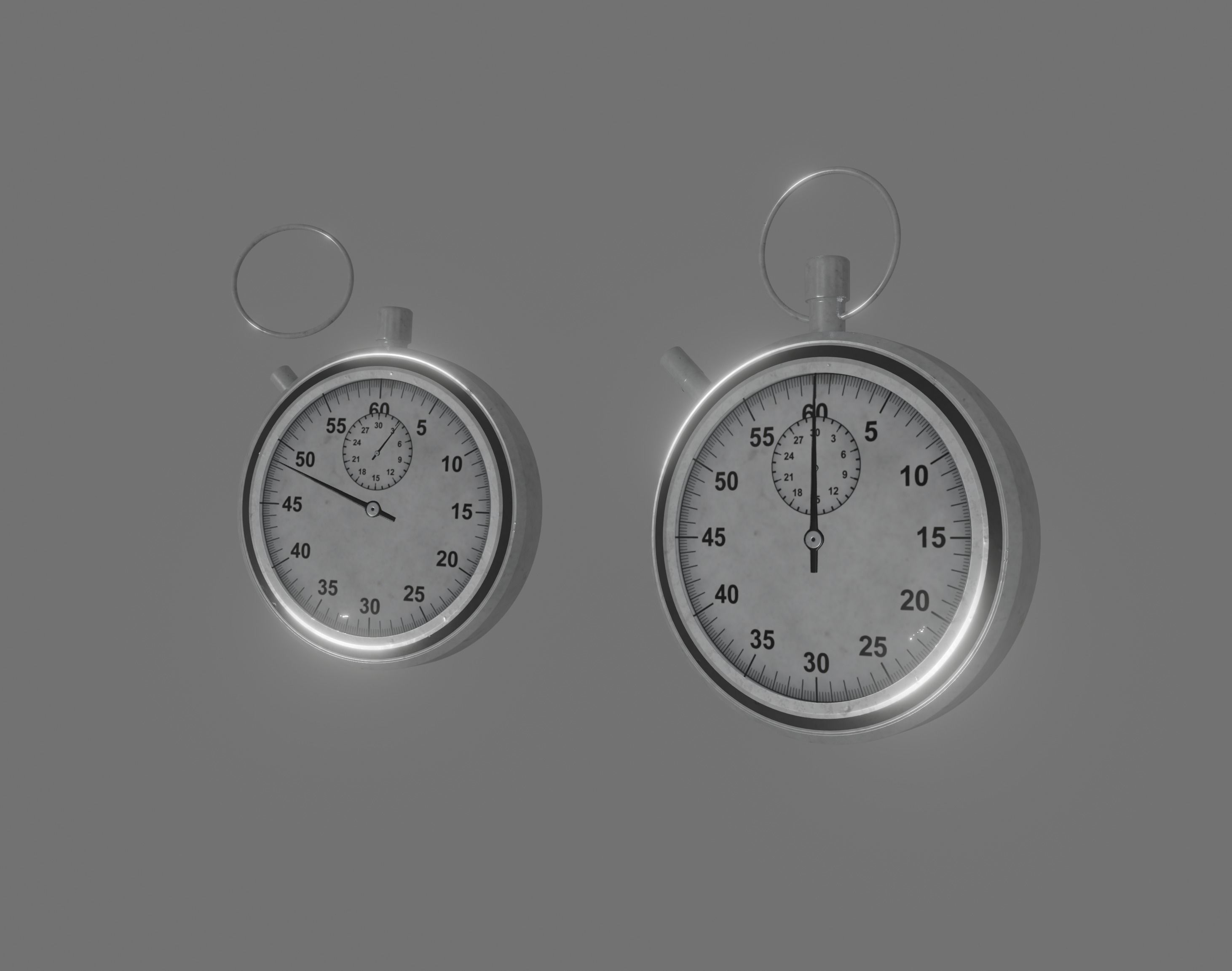 Stopwatch silver clock 3D model rigged CGTrader