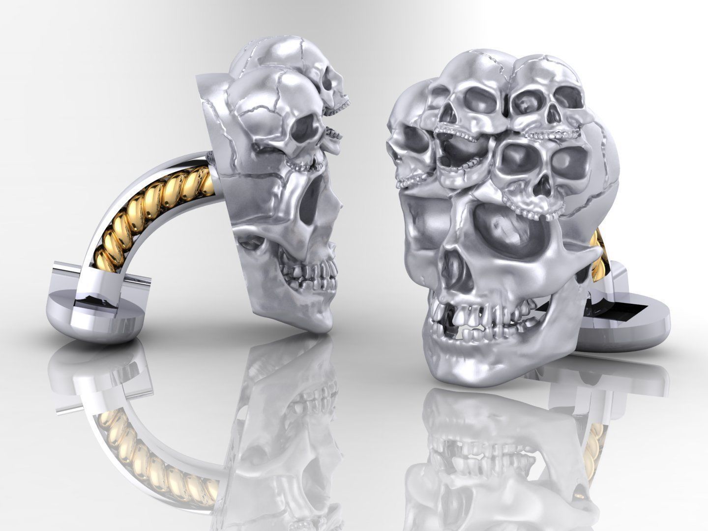 cufflinks with skulls 3D print model_2