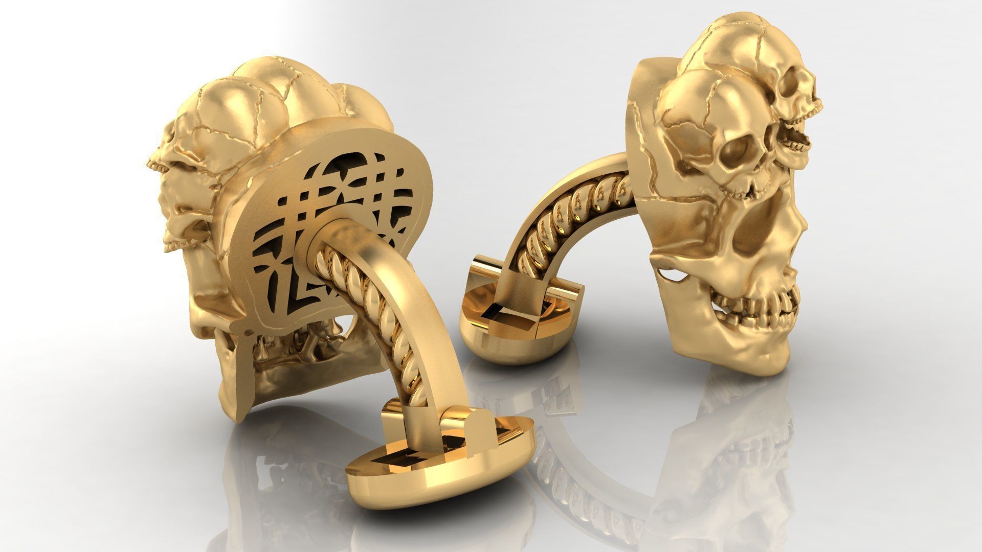 cufflinks with skulls 3D print model_1