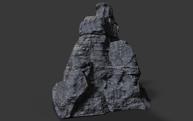Cliff rock formation Low-poly 3D model