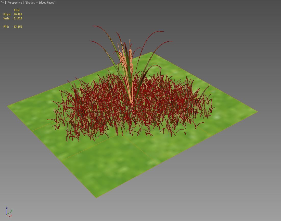 Cattail Low-poly 3D model grass in field Low-poly 3D model_3