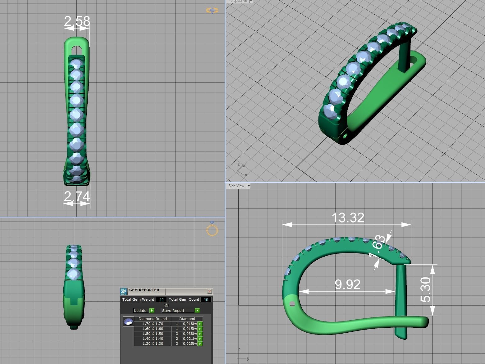 Diamond Huggy Earrings with 4mm stone 3dmodel 3D print model_15