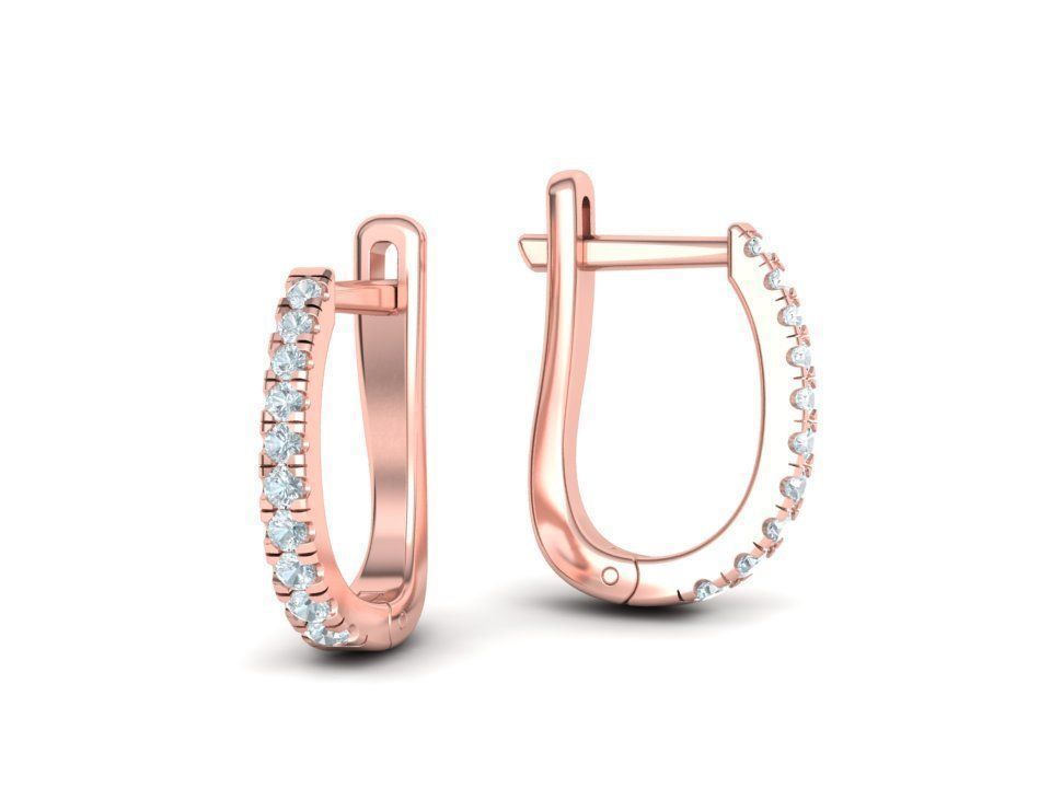 Diamond Huggy Earrings with 4mm stone 3dmodel 3D print model_25