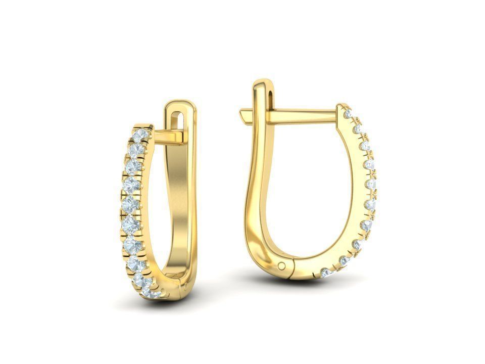 Diamond Huggy Earrings with 4mm stone 3dmodel 3D print model_24