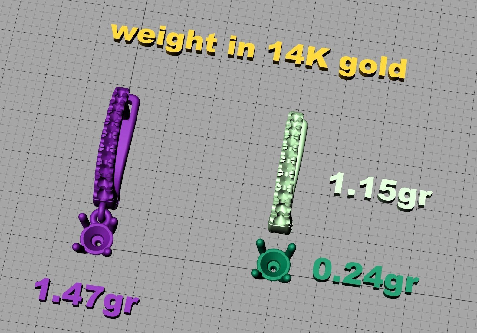 Diamond Huggy Earrings with 4mm stone 3dmodel 3D print model_23