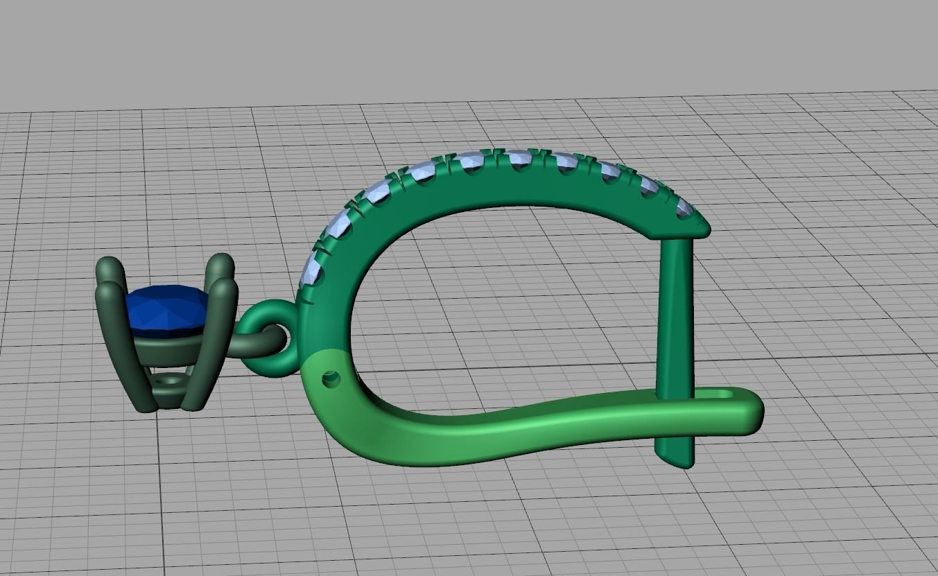 Diamond Huggy Earrings with 4mm stone 3dmodel 3D print model_19