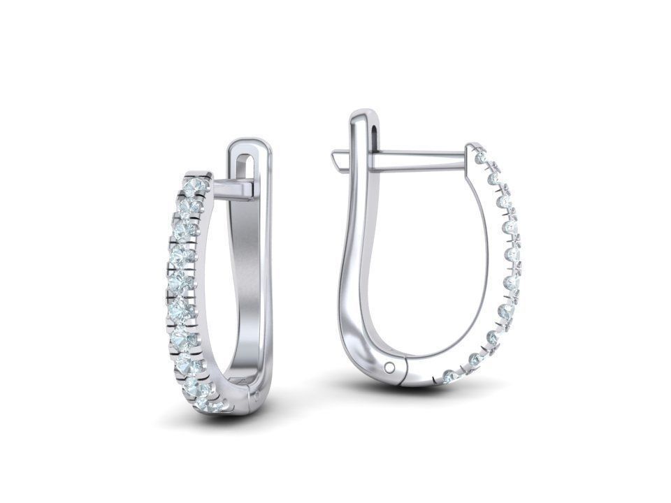 Diamond Huggy Earrings with 4mm stone 3dmodel 3D print model_26