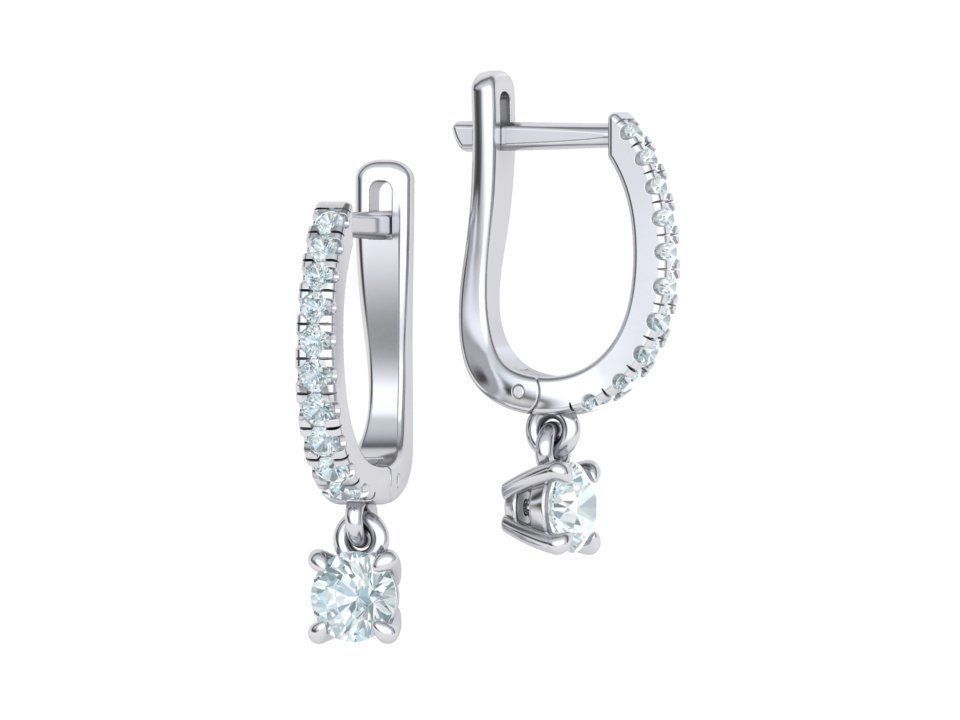 Diamond Huggy Earrings with 4mm stone 3dmodel 3D print model_1
