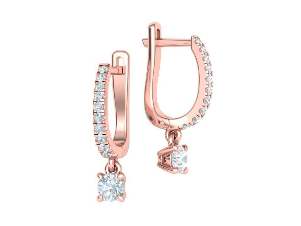 Diamond Huggy Earrings with 4mm stone 3dmodel 3D print model_9