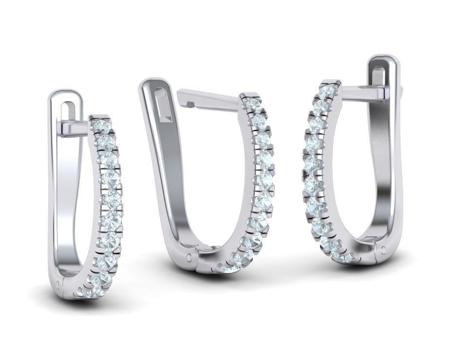 Diamond Huggy Earrings with 4mm stone 3dmodel 3D print model_11