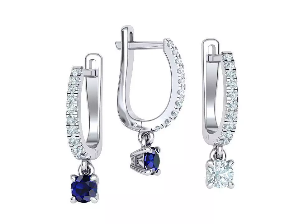Diamond Huggy Earrings with 4mm stone 3dmodel 3D print model_0