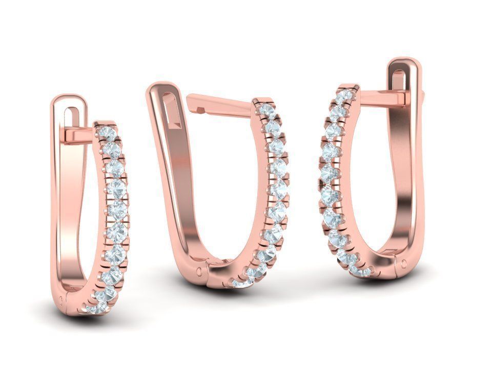 Diamond Huggy Earrings with 4mm stone 3dmodel 3D print model_13