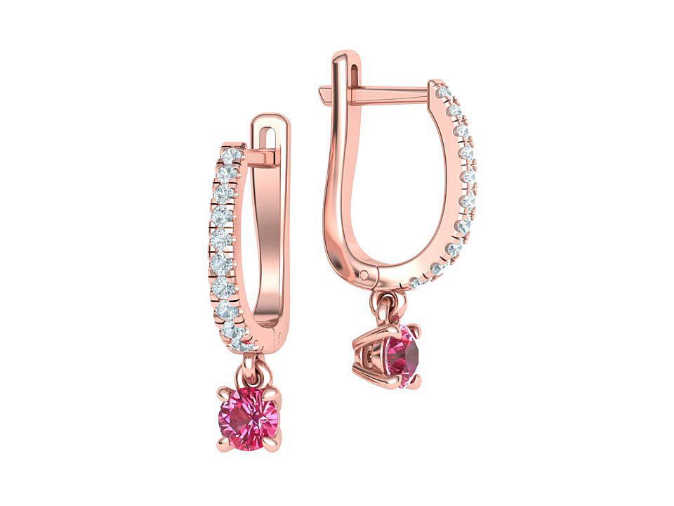 Diamond Huggy Earrings with 4mm stone 3dmodel 3D print model_5