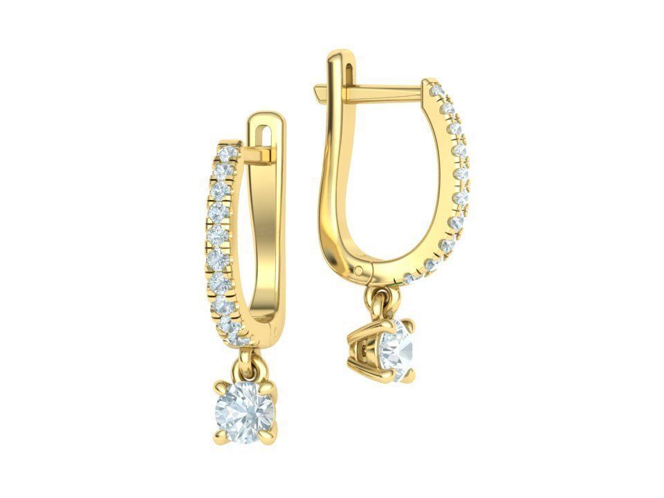 Diamond Huggy Earrings with 4mm stone 3dmodel 3D print model_4