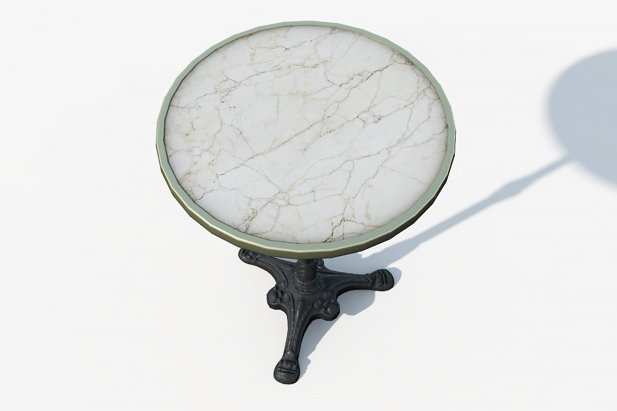 Paris cafe table Low-poly 3D model_2