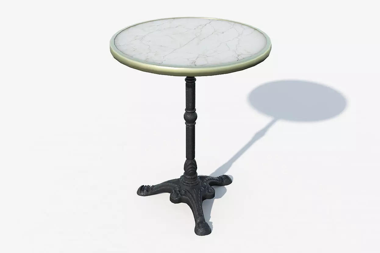 Paris cafe table Low-poly 3D model_0