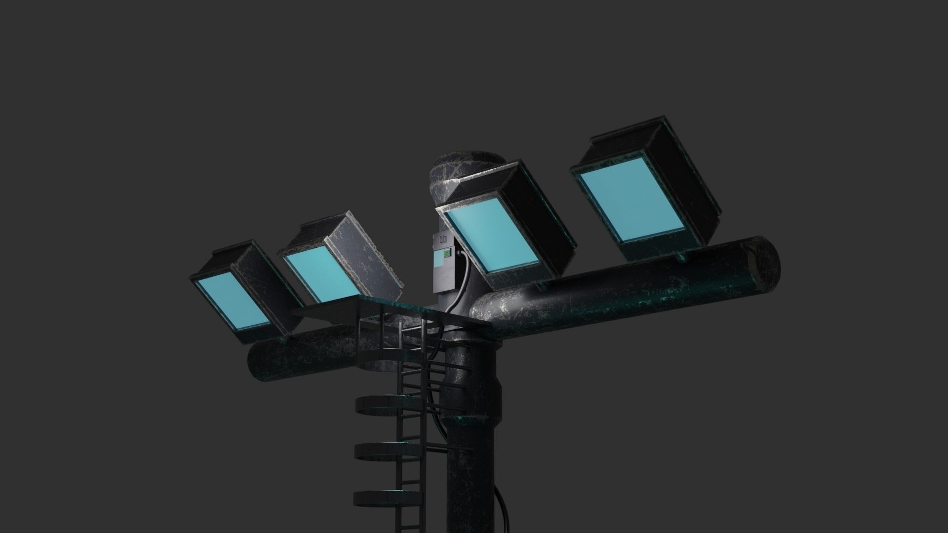 sci-fi light post Low-poly 3D model_7