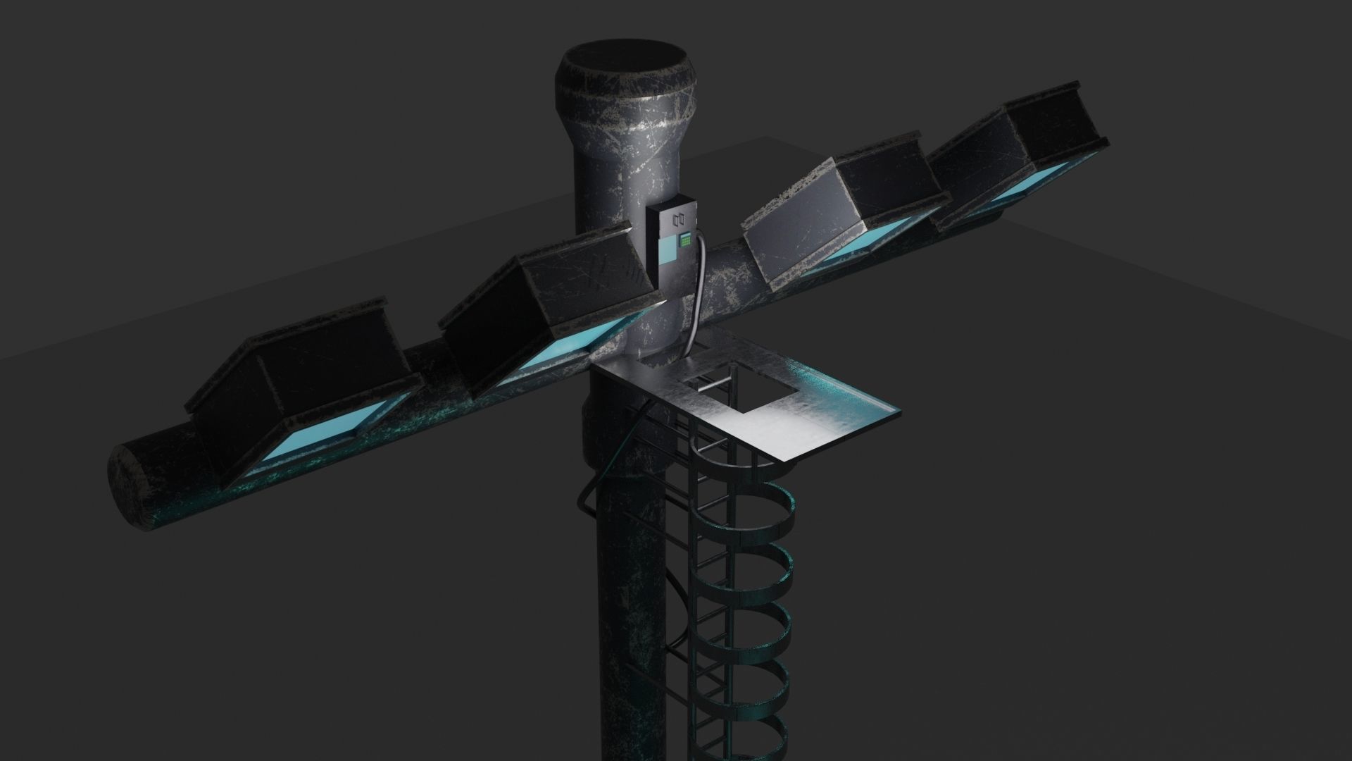 sci-fi light post Low-poly 3D model_8