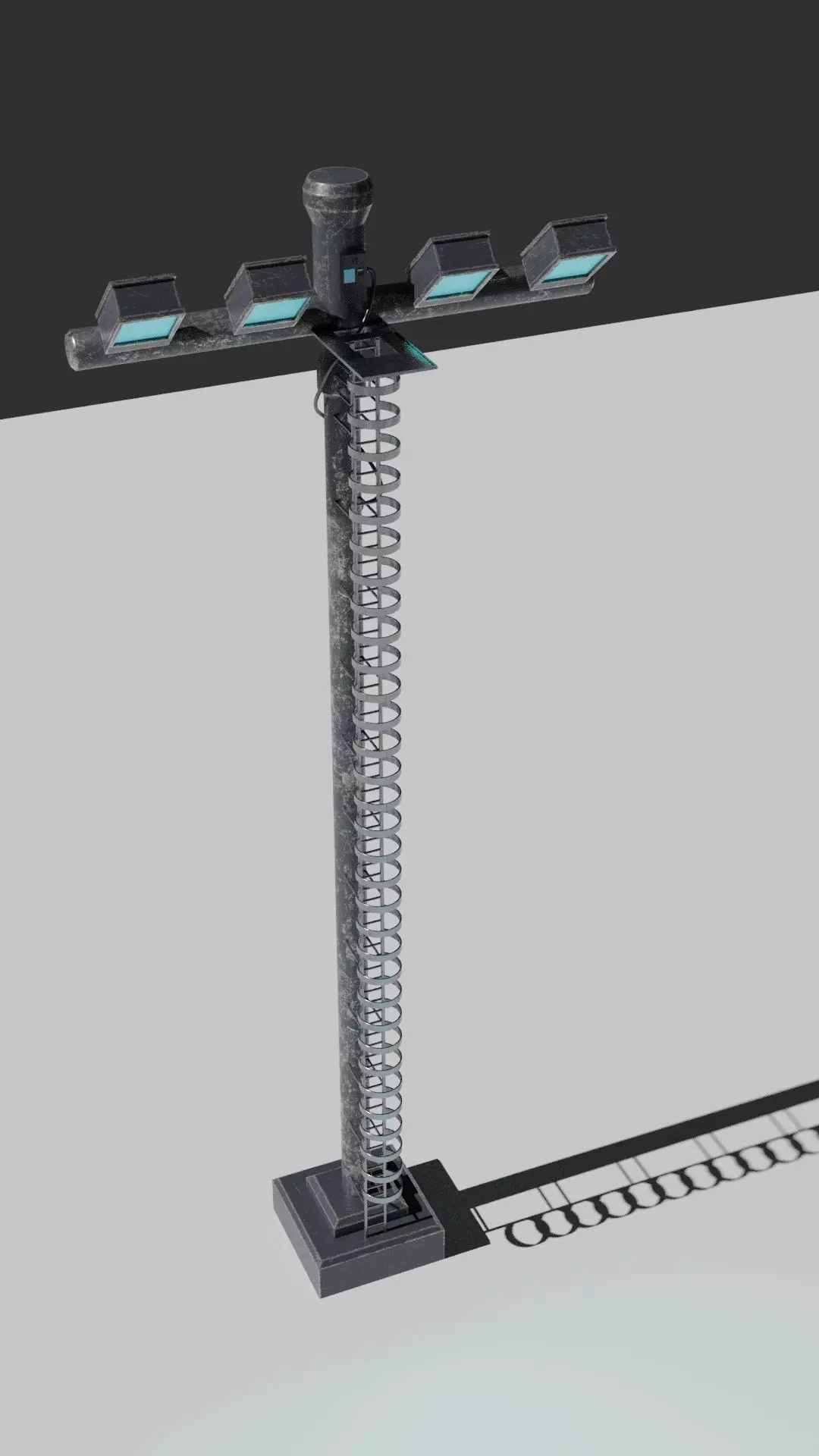 sci-fi light post Low-poly 3D model_0