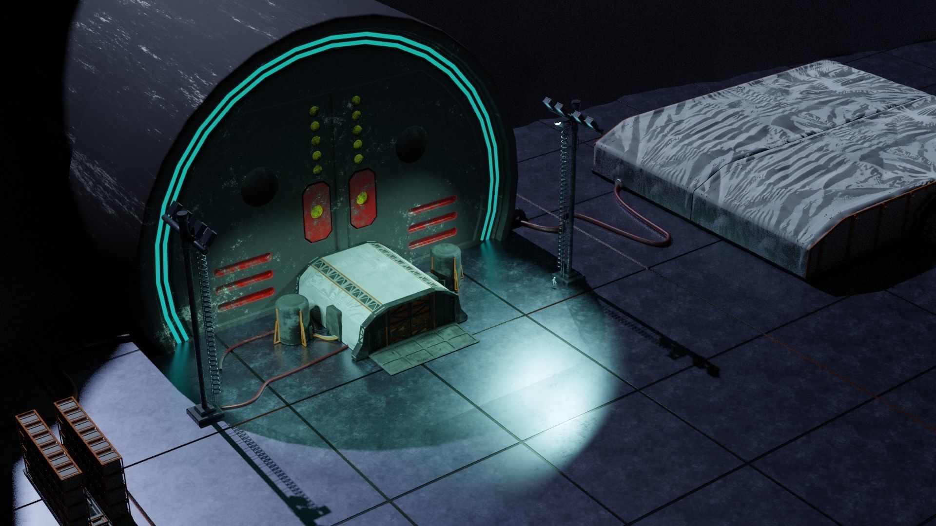 sci-fi light post Low-poly 3D model_9