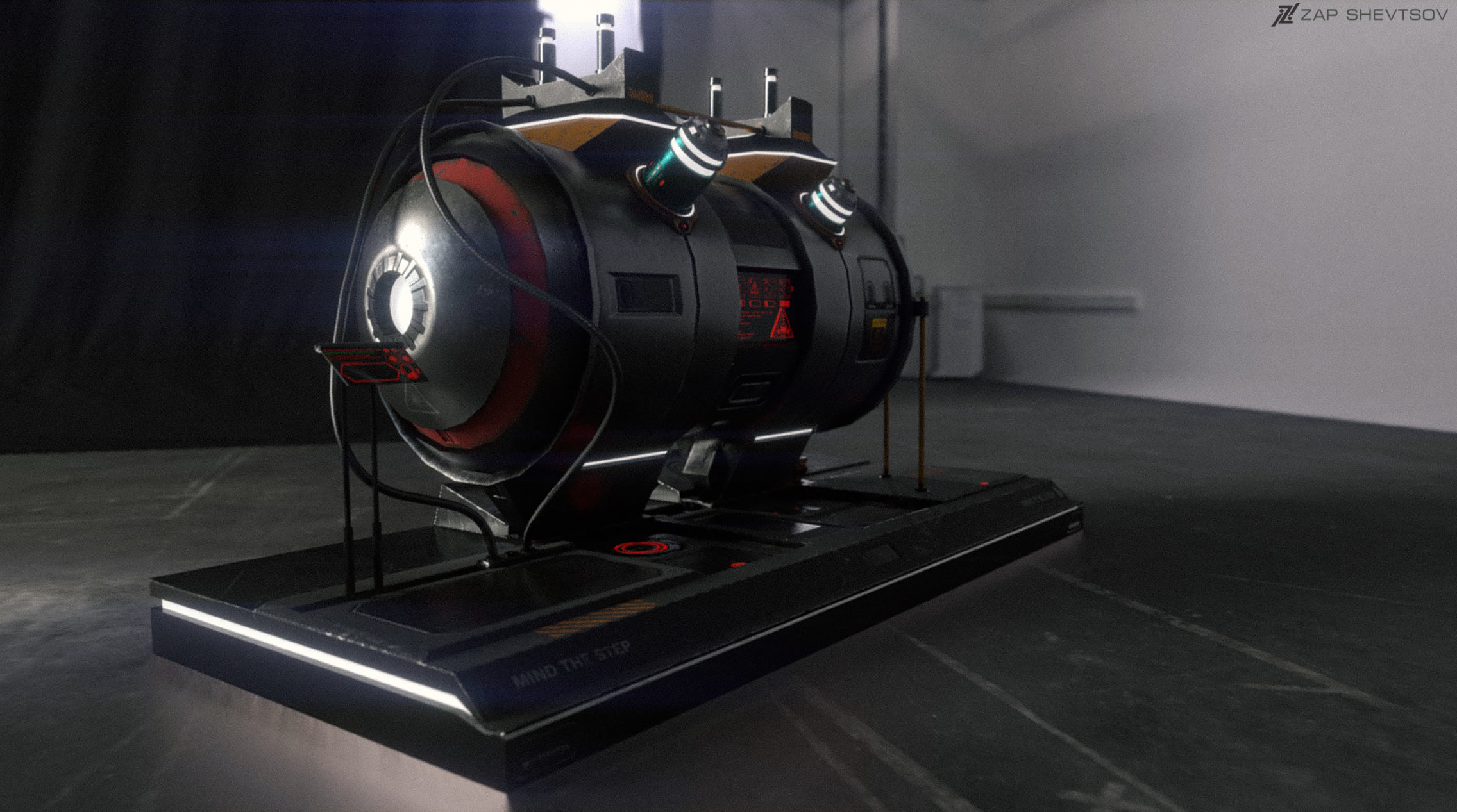 Sci-fi Cyberpunk fuel station for spaceships Low-poly 3D model_5