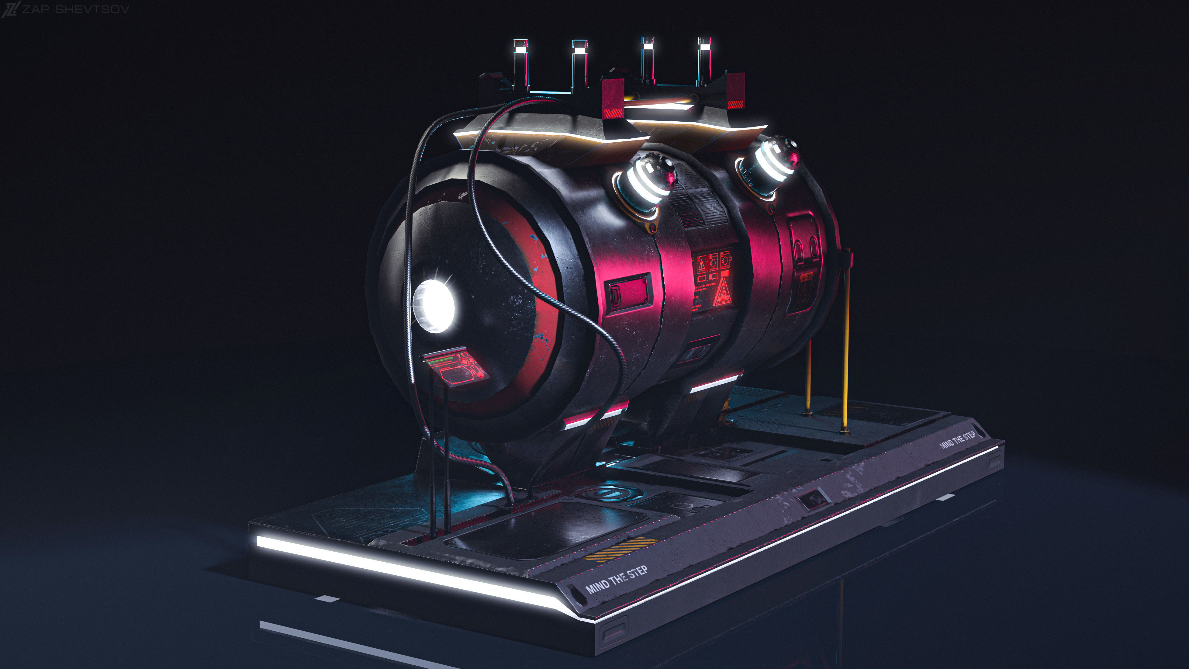 Sci-fi Cyberpunk fuel station for spaceships Low-poly 3D model_4
