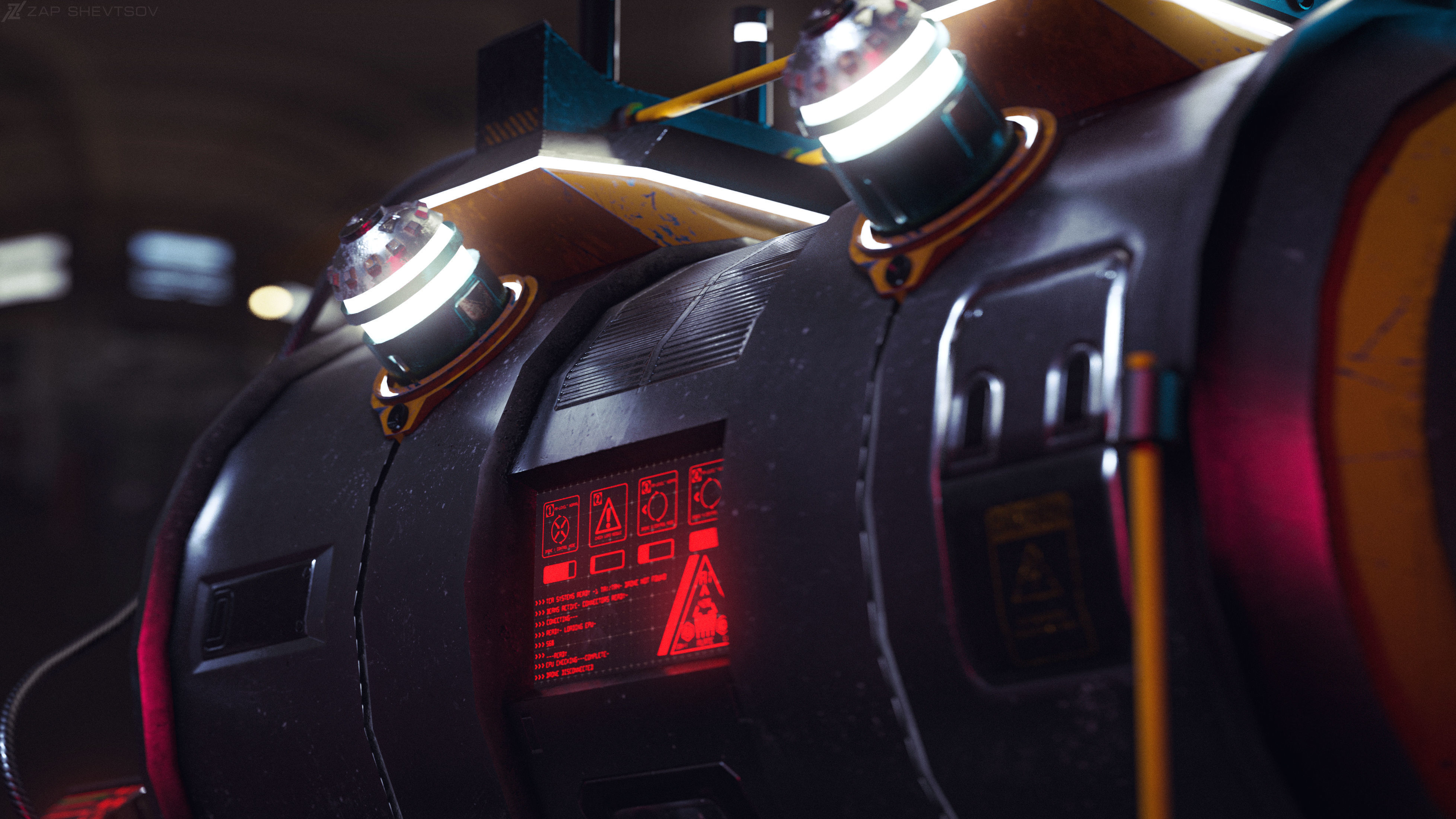 Sci-fi Cyberpunk fuel station for spaceships Low-poly 3D model_3