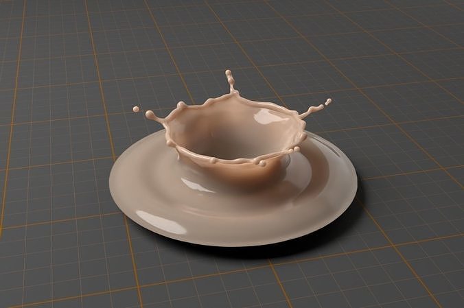 SplashBundle milk splash on plate 3D model 3