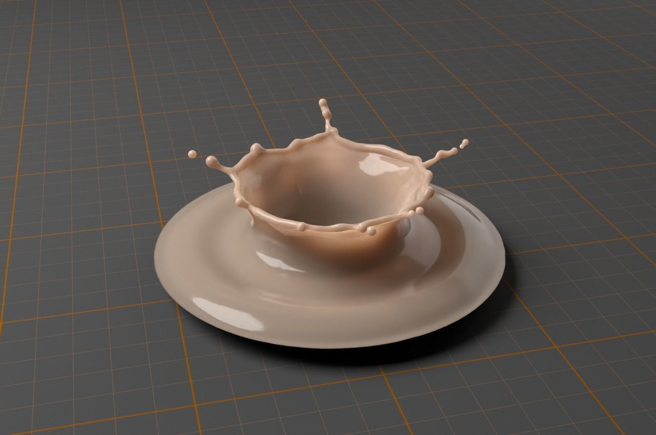 SplashBundle milk splash on plate 3D model_2
