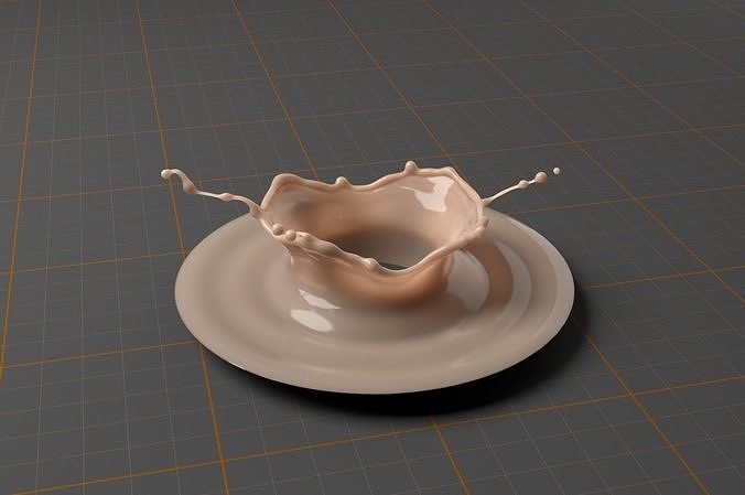 SplashBundle milk splash on plate 3D model 2