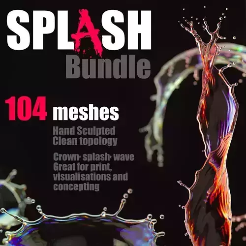SplashBundle milk splash on plate 3D model