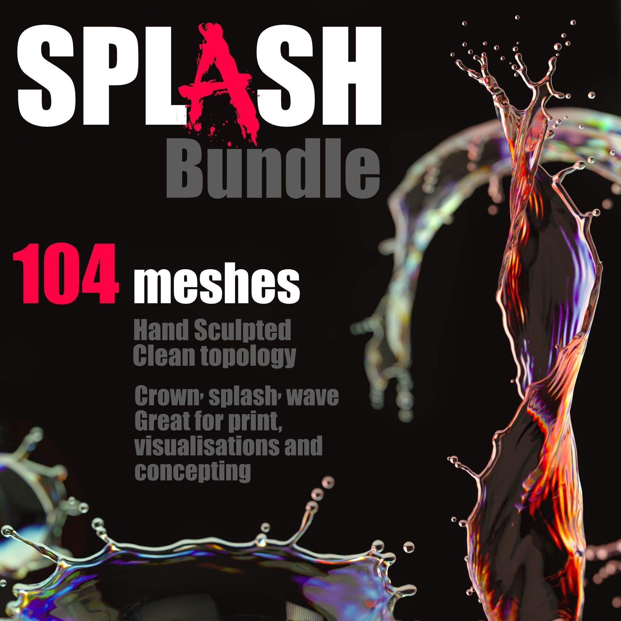 SplashBundle milk splash on plate 3D model_0