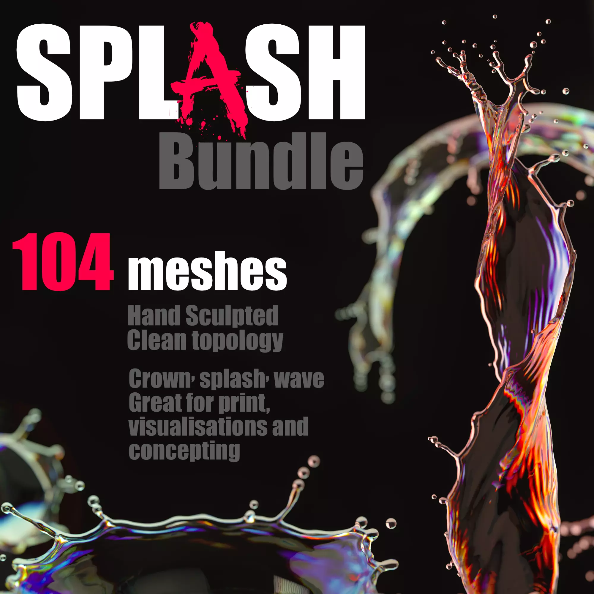 SplashBundle milk splash on plate 3D model_0