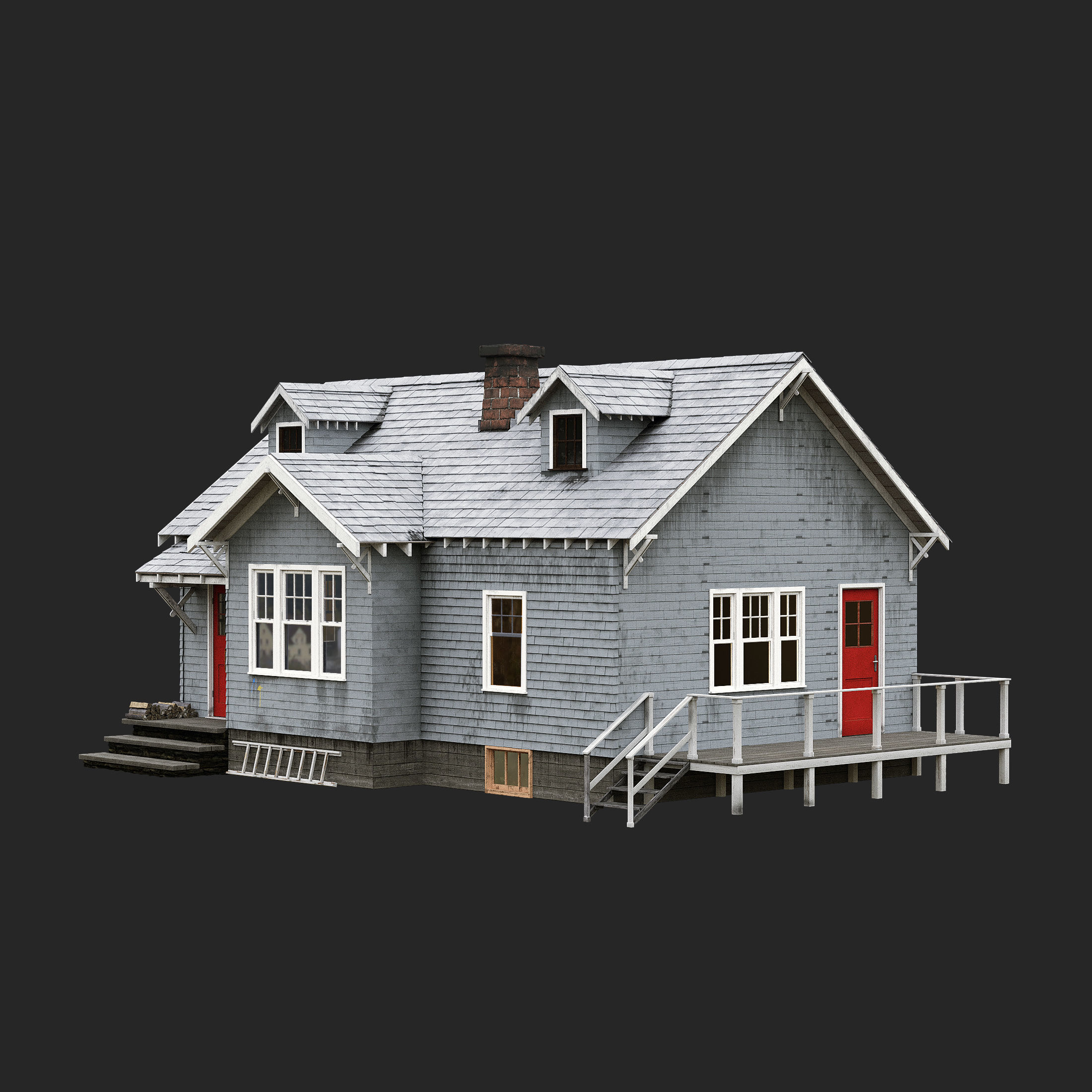 Grey House 3D model_1