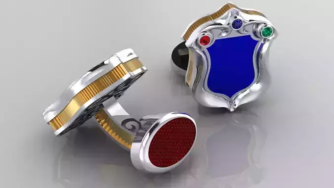 original Cufflinks with enamel and diamonds 3D print model